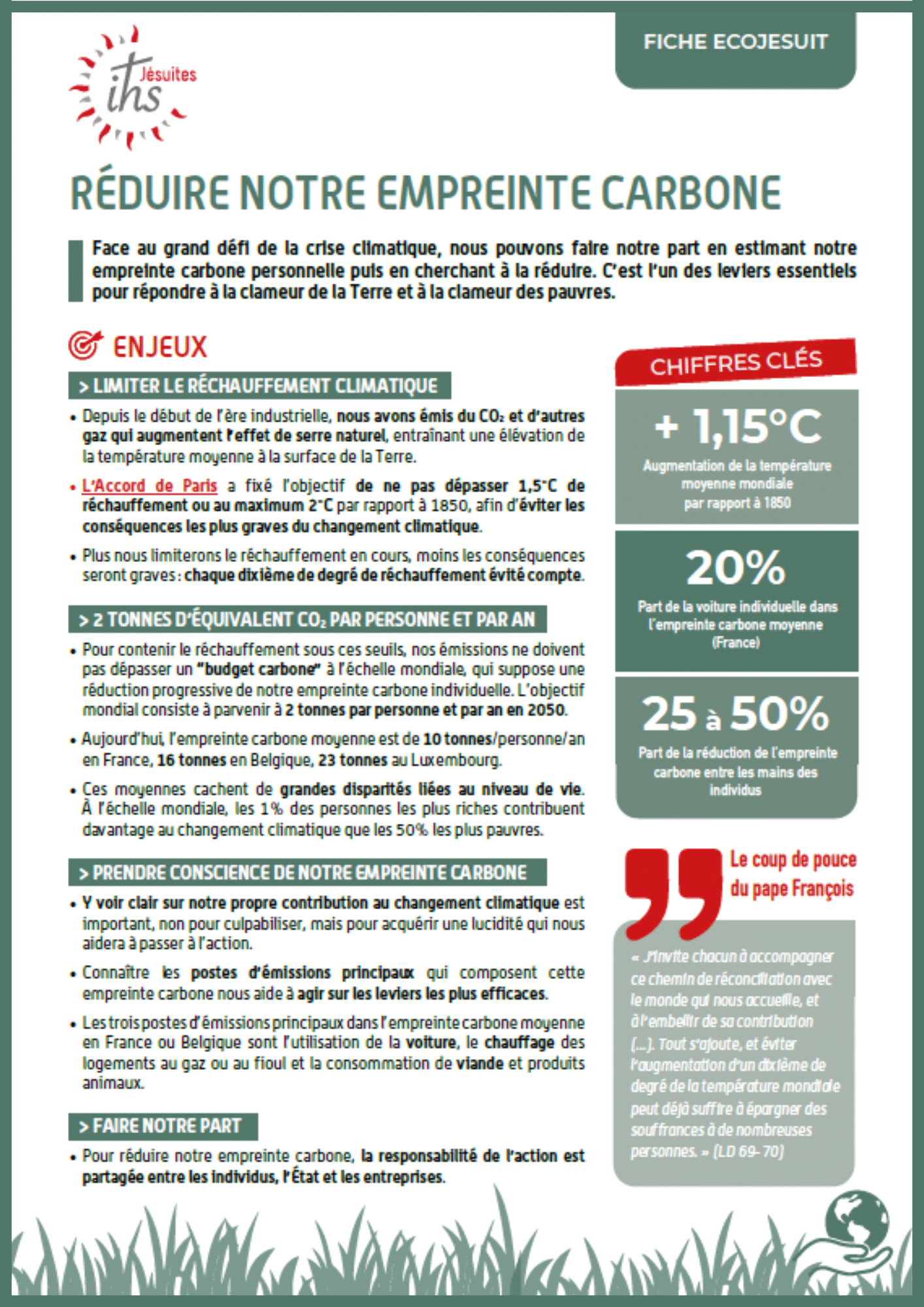 Fiche ecojesuit réduire notre empreinte carbone