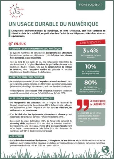 Fiche Ecojesuit - Un usage durable du numérique