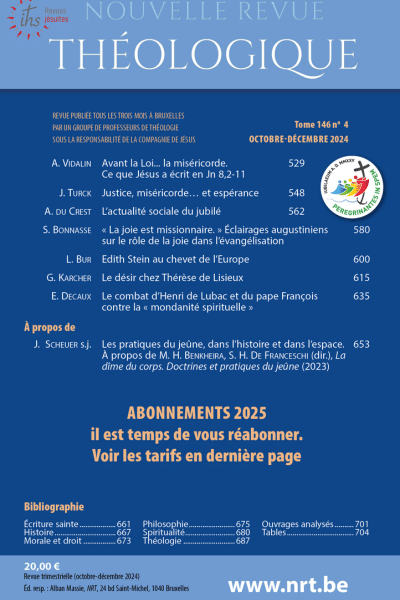 nouvelle revue théologique été 2024