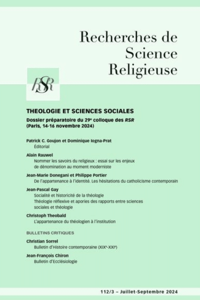 revue recherches de science religieuse