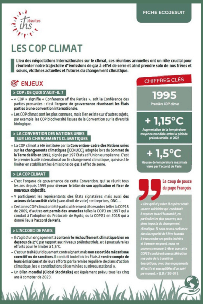 fiche Ecojesuit cop29 climat 2024